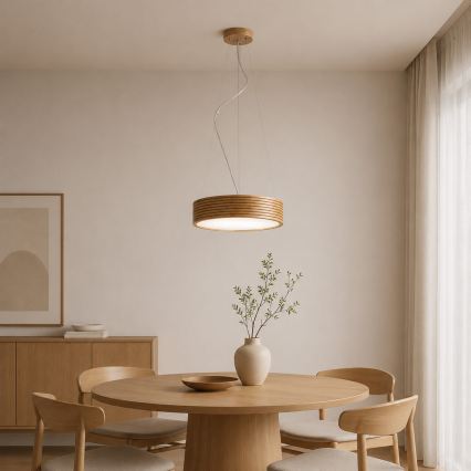 BRILAGI - LED κρεμαστό φωτιστικό με καλώδιο CARVALHO MODERN 2xE27/60W/230V χρώμα δρυός διάμ. 37,5 cm