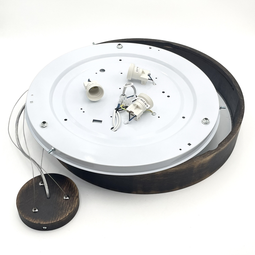 Brilagi - LED κρεμαστό φωτιστικό με καλώδιο CARVALHO SMOKEY 3xE27/60W/230V, σε απόχρωση δρυός, διάμ. 47,5 cm