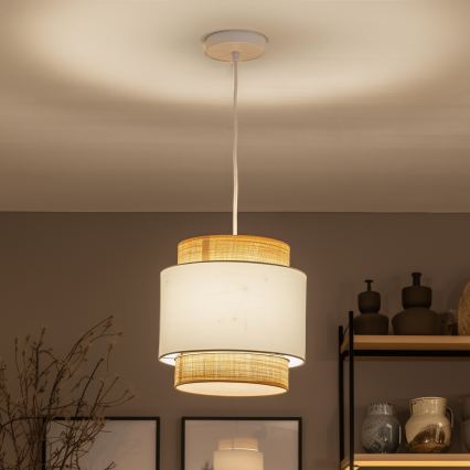 Brilagi - LED κρεμαστό φωτιστικό με καλώδιο CERIA 1xE27/40W/230V Ø 30 cm μπεζ/λευκό