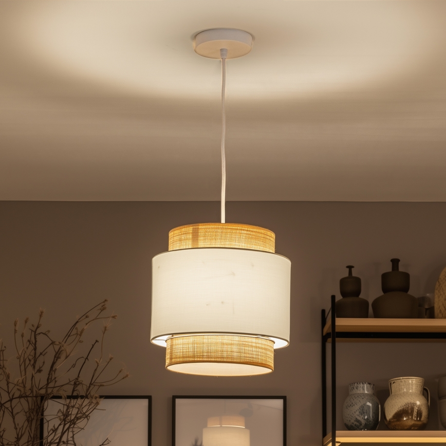Brilagi - LED κρεμαστό φωτιστικό με καλώδιο CERIA 1xE27/40W/230V Ø 30 cm μπεζ/λευκό