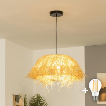Brilagi - LED κρεμαστό φωτιστικό με καλώδιο CERIA BOHO 1xE27/40W/230V διάμ. 40 cm ραφία