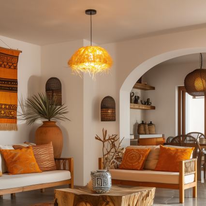 Brilagi - LED κρεμαστό φωτιστικό με καλώδιο CERIA BOHO 1xE27/40W/230V διάμ. 40 cm ραφία