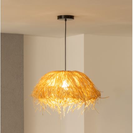 Brilagi - LED κρεμαστό φωτιστικό με καλώδιο CERIA BOHO 1xE27/40W/230V διάμ. 40 cm ραφία