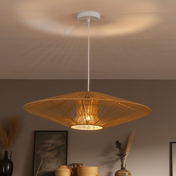 Brilagi - LED κρεμαστό φωτιστικό με καλώδιο CERIA BOHO 1xE27/40W/230V διάμ. 70 cm λευκό/καφέ