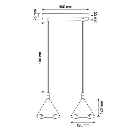 BRILAGI - LED Κρεμαστό φωτιστικό με καλώδιο CONE DOUBLE 2xGX53/15W/230V χρυσό