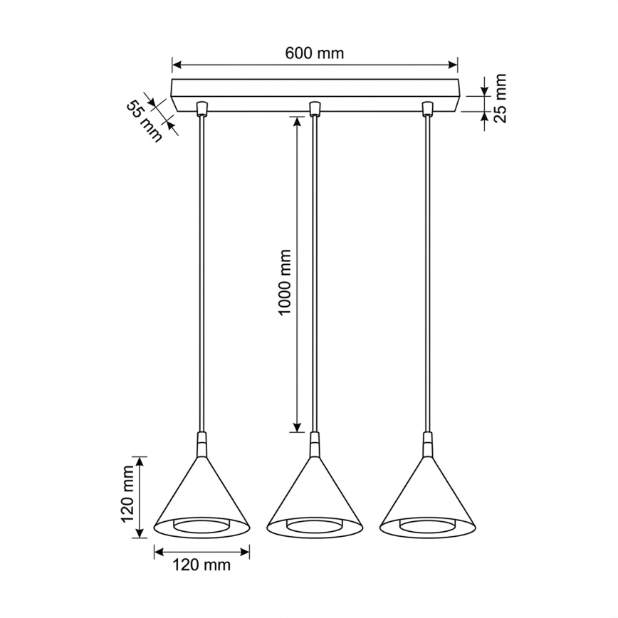 BRILAGI - LED Κρεμαστό φωτιστικό με καλώδιο CONE TRIPLE 3xGX53/15W/230V λευκό