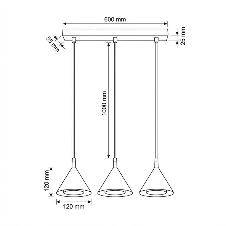 BRILAGI - LED Κρεμαστό φωτιστικό με καλώδιο CONE TRIPLE 3xGX53/15W/230V μαύρο