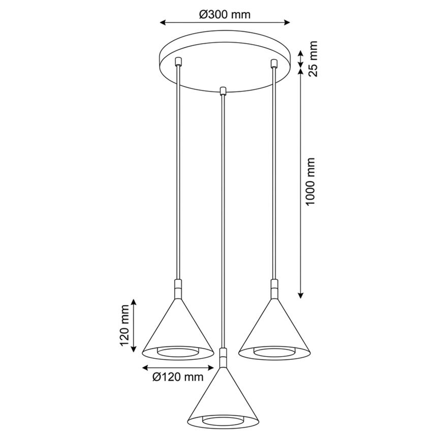 BRILAGI - LED Κρεμαστό φωτιστικό με καλώδιο CONE TRIPLE ROUND 3xGX53/15W/230V μαύρο