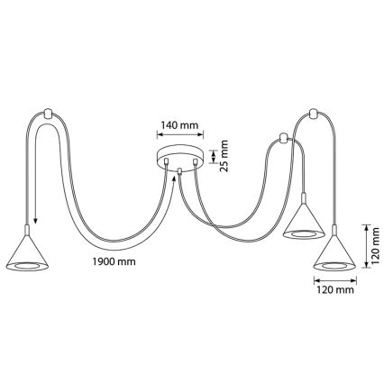 BRILAGI - LED Κρεμαστό φωτιστικό με καλώδιο CONE TRIPLE SPIDER 3xGX53/15W/230V λευκό