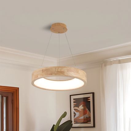 Brilagi - Κρεμαστό LED φωτιστικό σε σύρμα FALCON WOOD LED/30W/230V 3000/4000/6000K διάμ. 45 cm ξύλινο