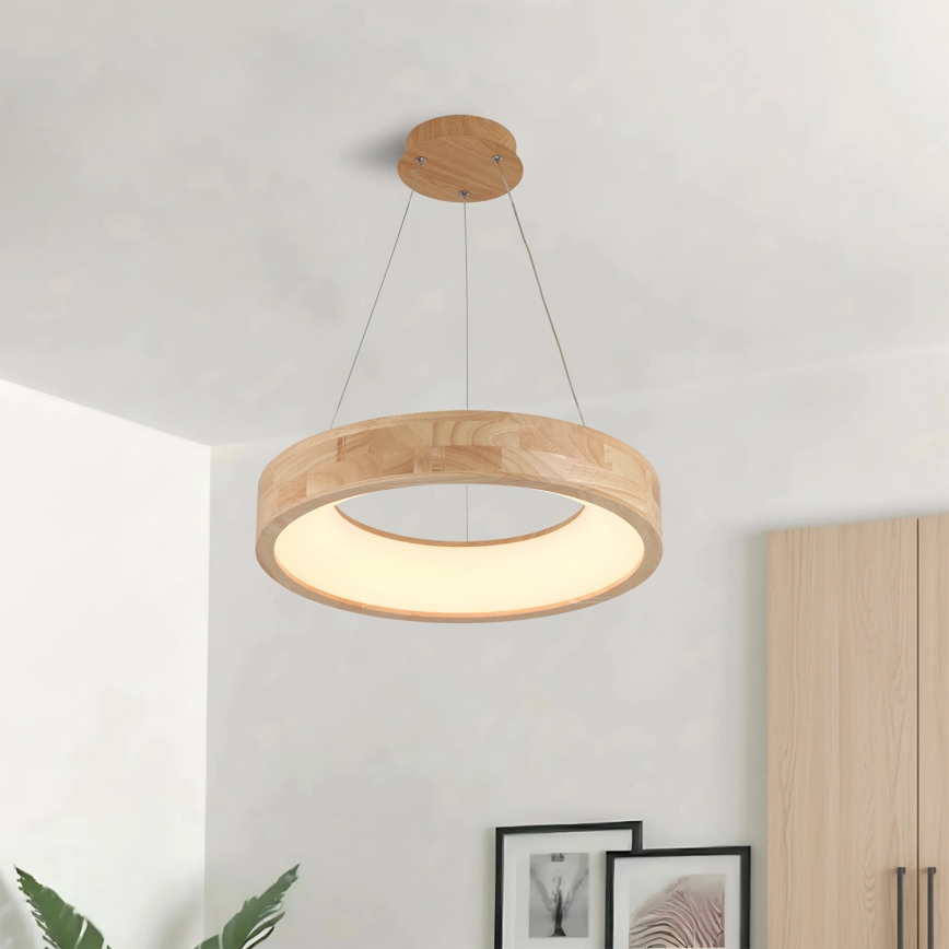 Brilagi - Κρεμαστό LED φωτιστικό σε σύρμα FALCON WOOD LED/30W/230V 3000/4000/6000K διάμ. 45 cm ξύλινο