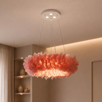 Brilagi - LED κρεμαστό φωτιστικό με καλώδιο FEATHER 3xE27/40W/230V + 3xLED/3W Ø 50 cm ροζ