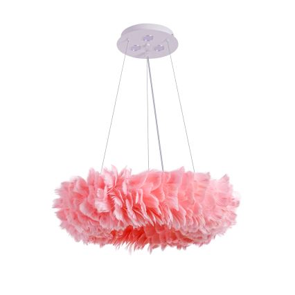 Brilagi - LED κρεμαστό φωτιστικό με καλώδιο FEATHER 3xE27/40W/230V + 3xLED/3W Ø 50 cm ροζ