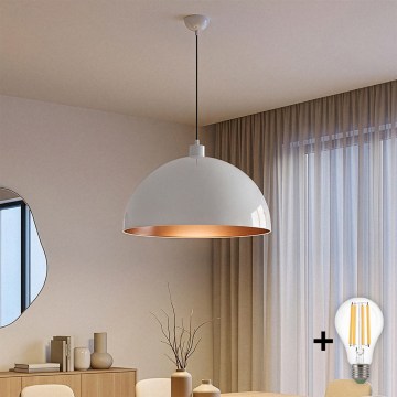 Brilagi - LED κρεμαστό φωτιστικό με καλώδιο METALO 1xE27/40W/230V Ø 60 cm λευκό/χάλκινο