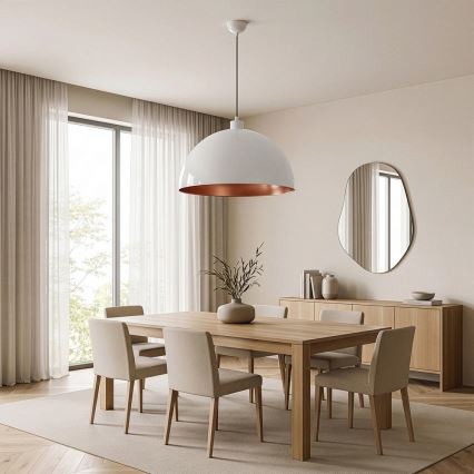 Brilagi - LED κρεμαστό φωτιστικό με καλώδιο METALO 1xE27/40W/230V Ø 60 cm λευκό/χάλκινο
