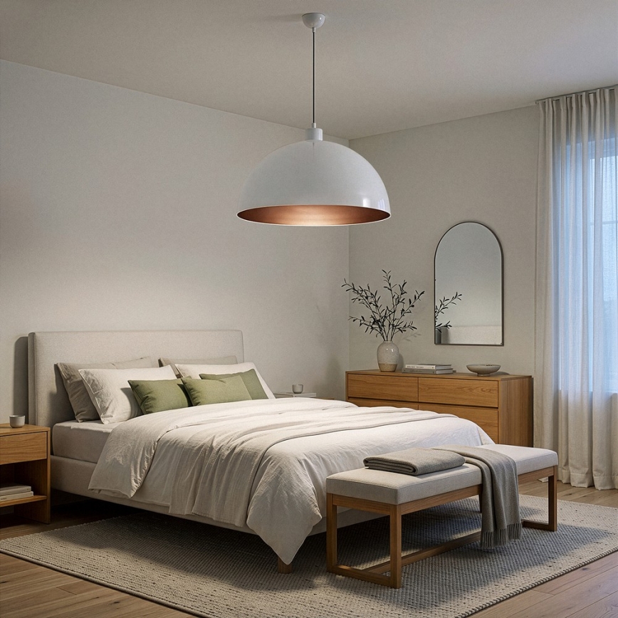 Brilagi - LED κρεμαστό φωτιστικό με καλώδιο METALO 1xE27/40W/230V Ø 60 cm λευκό/χάλκινο