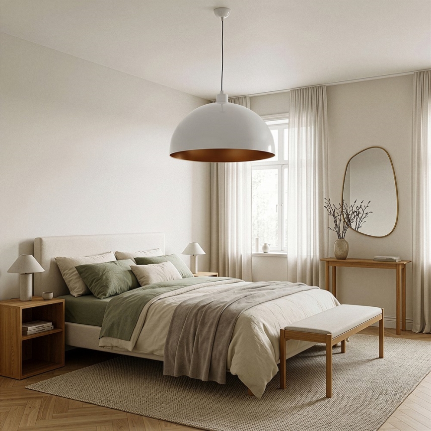 Brilagi - LED κρεμαστό φωτιστικό με καλώδιο METALO 1xE27/40W/230V Ø 60 cm λευκό/χάλκινο