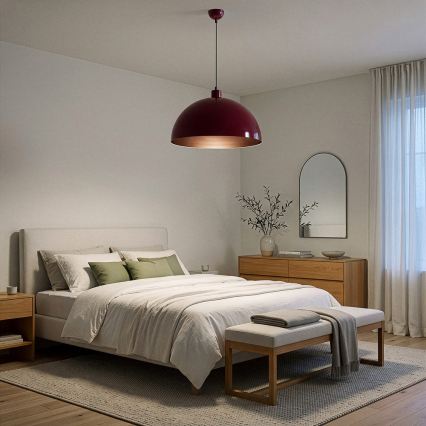 Brilagi - LED κρεμαστό φωτιστικό με καλώδιο METALO 1xE27/40W/230V διάμετρος 40 cm μπορντό/χάλκινο