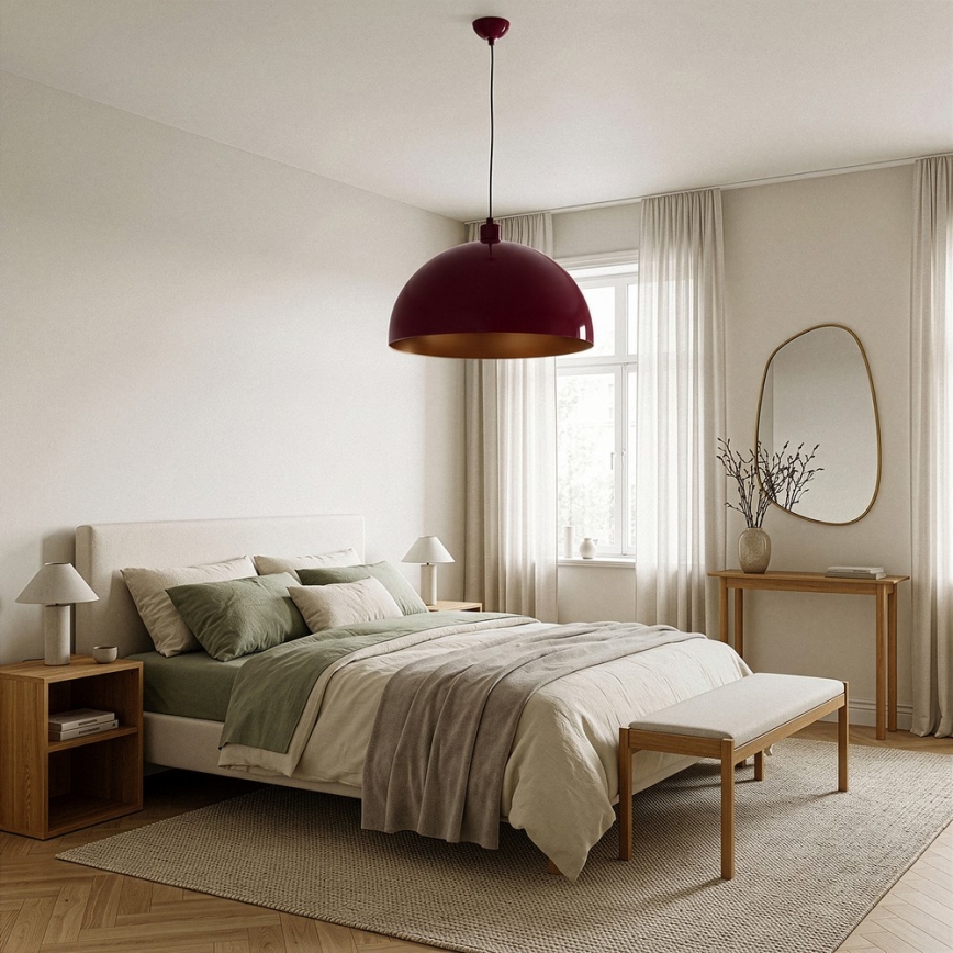 Brilagi - LED κρεμαστό φωτιστικό με καλώδιο METALO 1xE27/40W/230V διάμετρος 40 cm μπορντό/χάλκινο