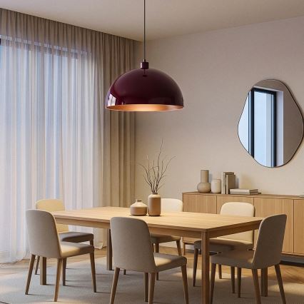 Brilagi - LED κρεμαστό φωτιστικό με καλώδιο METALO 1xE27/40W/230V διάμετρος 40 cm μπορντό/χάλκινο