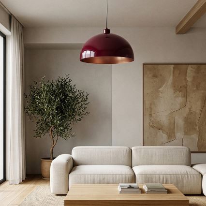 Brilagi - LED κρεμαστό φωτιστικό με καλώδιο METALO 1xE27/40W/230V διάμετρος 40 cm μπορντό/χάλκινο