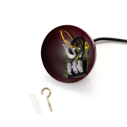 Brilagi - LED κρεμαστό φωτιστικό με καλώδιο METALO 1xE27/40W/230V διάμετρος 40 cm μπορντό/χάλκινο