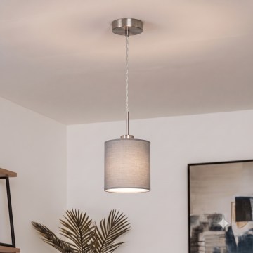 Brilagi - LED κρεμαστό φωτιστικό με καλώδιο NUBILA 1xE27/60W/230V διάμ. 14 cm ανοιχτό γκρι