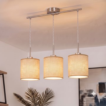 Brilagi - LED κρεμαστό φωτιστικό με καλώδιο NUBILA 3xE27/60W/230V ανοιχτό καφέ
