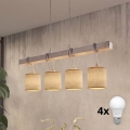 Brilagi - LED κρεμαστό φωτιστικό με καλώδιο NUBILA 4xE27/60W/230V γκρι/ανοιχτό καφέ