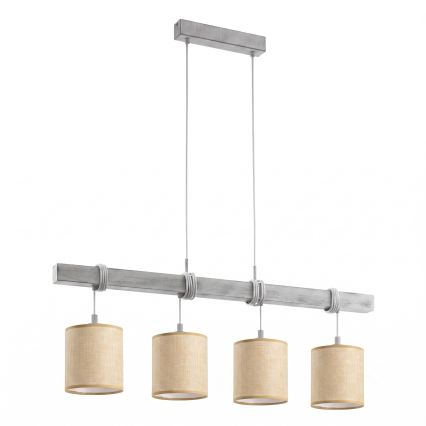 Brilagi - LED κρεμαστό φωτιστικό με καλώδιο NUBILA 4xE27/60W/230V γκρι/ανοιχτό καφέ