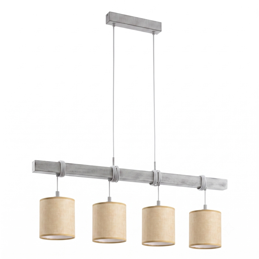 Brilagi - LED κρεμαστό φωτιστικό με καλώδιο NUBILA 4xE27/60W/230V γκρι/ανοιχτό καφέ
