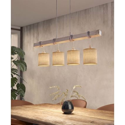 Brilagi - LED κρεμαστό φωτιστικό με καλώδιο NUBILA 4xE27/60W/230V γκρι/ανοιχτό καφέ