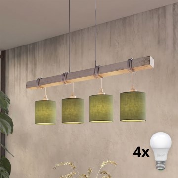Brilagi - LED κρεμαστό φωτιστικό με καλώδιο NUBILA 4xE27/60W/230V γκρι/πράσινο