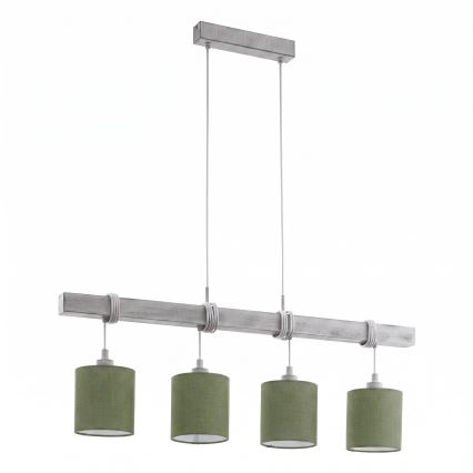 Brilagi - LED κρεμαστό φωτιστικό με καλώδιο NUBILA 4xE27/60W/230V γκρι/πράσινο
