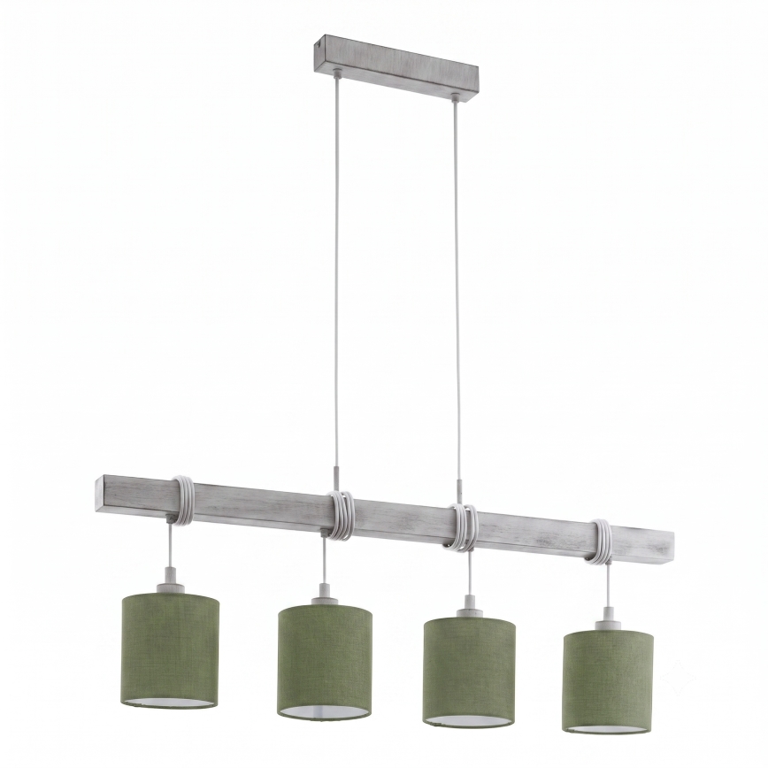 Brilagi - LED κρεμαστό φωτιστικό με καλώδιο NUBILA 4xE27/60W/230V γκρι/πράσινο