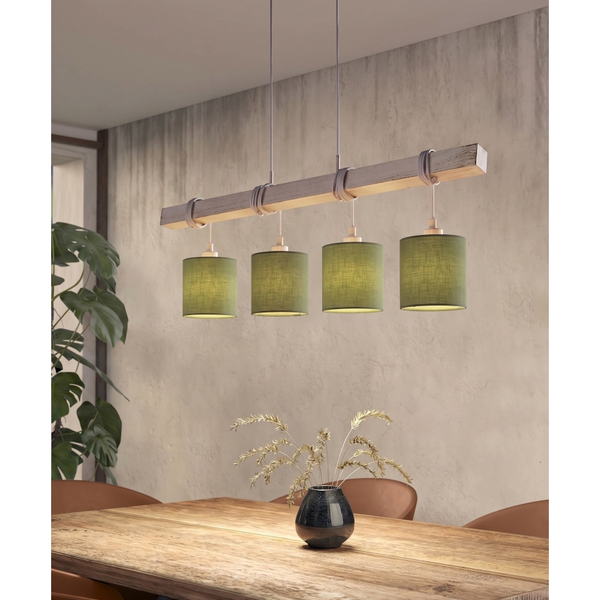 Brilagi - LED κρεμαστό φωτιστικό με καλώδιο NUBILA 4xE27/60W/230V γκρι/πράσινο