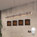 Brilagi - LED κρεμαστό φωτιστικό με καλώδιο NUBILA 4xE27/60W/230V γκρι/μαύρο