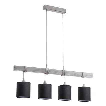 Brilagi - LED κρεμαστό φωτιστικό με καλώδιο NUBILA 4xE27/60W/230V γκρι/μαύρο
