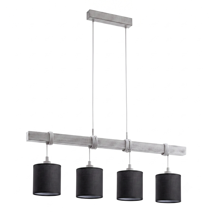 Brilagi - LED κρεμαστό φωτιστικό με καλώδιο NUBILA 4xE27/60W/230V γκρι/μαύρο