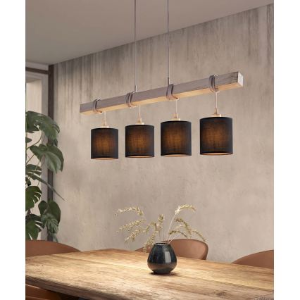 Brilagi - LED κρεμαστό φωτιστικό με καλώδιο NUBILA 4xE27/60W/230V γκρι/μαύρο