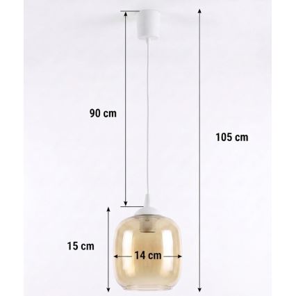 Brilagi - LED κρεμαστό φωτιστικό με καλώδιο RETRO GLASS 1xE27/60W/230V Ø 14 cm λευκό/καπνιστό καφέ