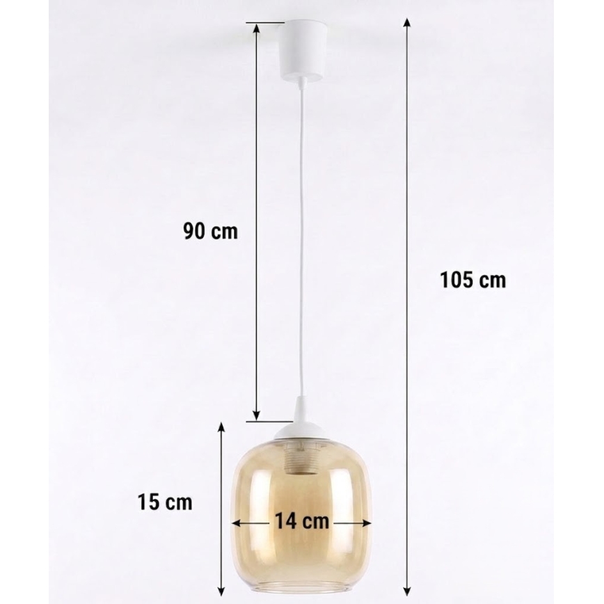 Brilagi - LED κρεμαστό φωτιστικό με καλώδιο RETRO GLASS 1xE27/60W/230V Ø 14 cm λευκό/καπνιστό καφέ
