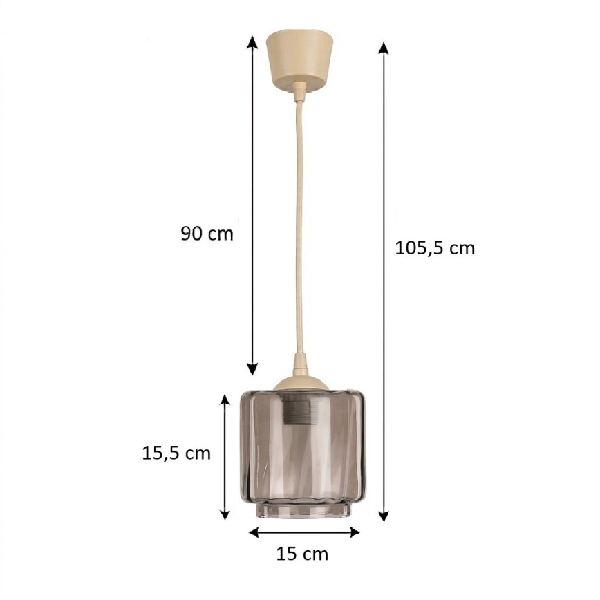 Brilagi - Κρεμαστό φωτιστικό LED με καλώδιο RETRO GLASS 1xE27/60W/230V διάμ. 15 cm μπεζ/καπνιστό μπεζ