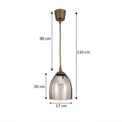 Brilagi - LED κρεμαστό φωτιστικό με καλώδιο RETRO GLASS 1xE27/60W/230V Ø 17 cm καφέ/καπνιστό μπεζ