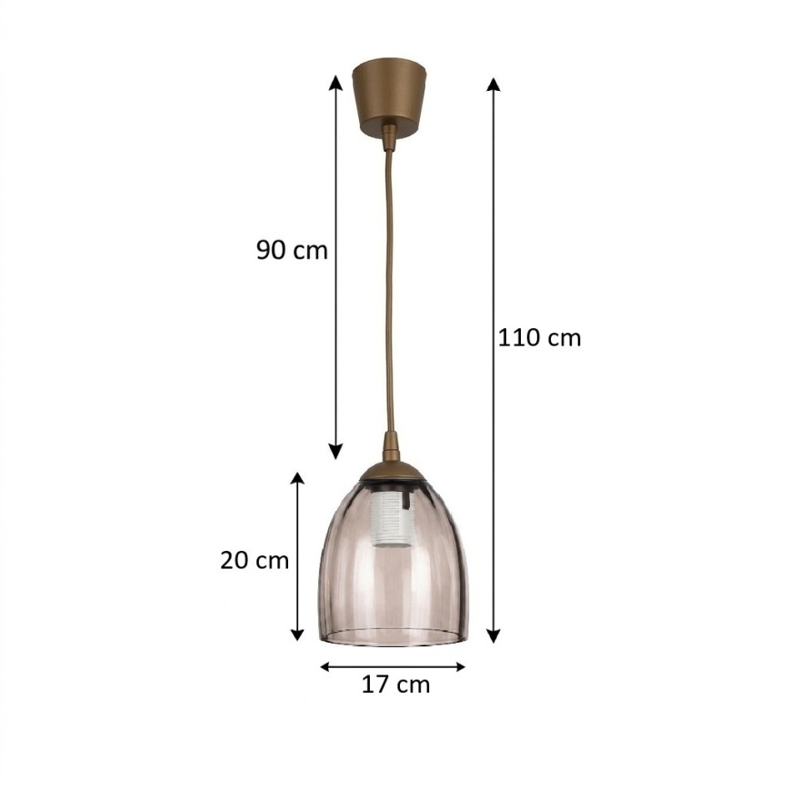 Brilagi - LED κρεμαστό φωτιστικό με καλώδιο RETRO GLASS 1xE27/60W/230V Ø 17 cm καφέ/καπνιστό μπεζ