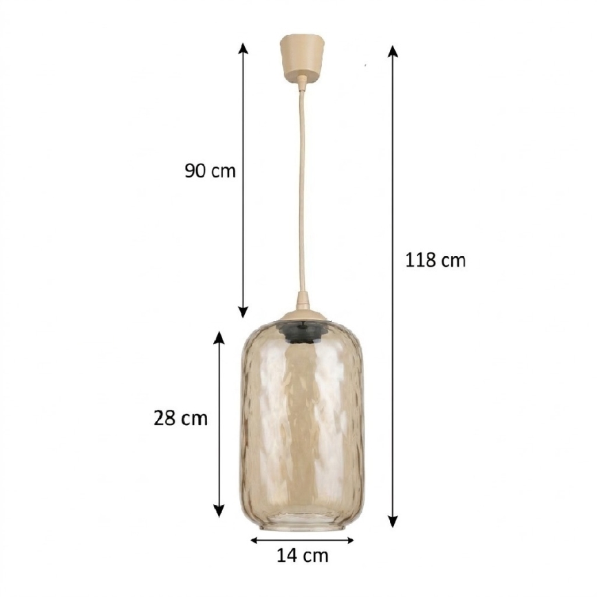 BRILAGI - LED κρεμαστό φωτιστικό σε καλώδιο RETRO GLASS 1xE27/60W/230V Ø 14 cm μπεζ/καπνιστό καφέ