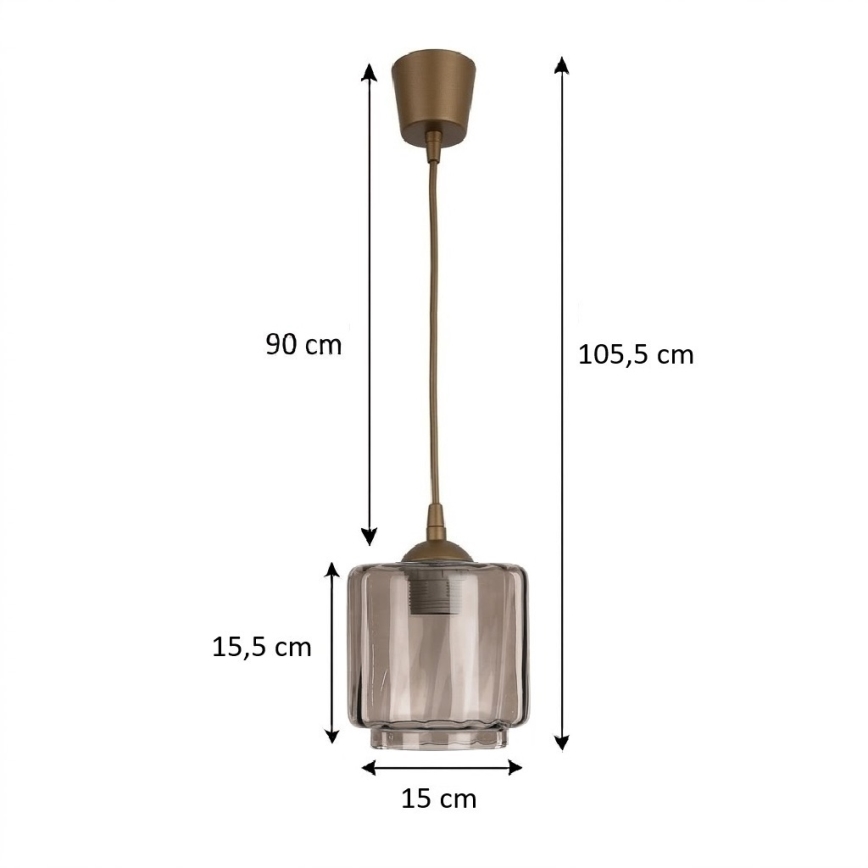 Brilagi - LED κρεμαστό φωτιστικό με καλώδιο RETRO GLASS 1xE27/60W/230V διάμ. 15 εκ. καφέ/καπνιστό μπεζ