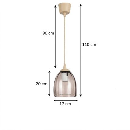 Brilagi - LED φωτιστικό οροφής με καλώδιο RETRO GLASS 1xE27/60W/230V Ø 17 cm μπεζ/καπνιστό μπεζ