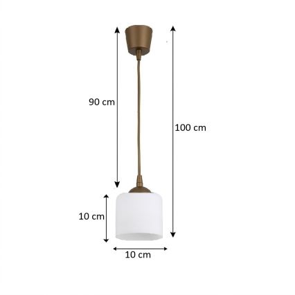 Brilagi - LED κρεμαστό φωτιστικό με καλώδιο RETRO GLASS 1xE27/60W/230V Ø 10 εκ. καφέ/λευκό