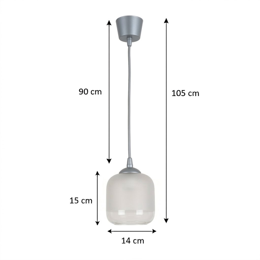 Brilagi - LED κρεμαστό φωτιστικό με καλώδιο RETRO GLASS 1xE27/60W/230V Ø 14 cm ασημί/λευκό